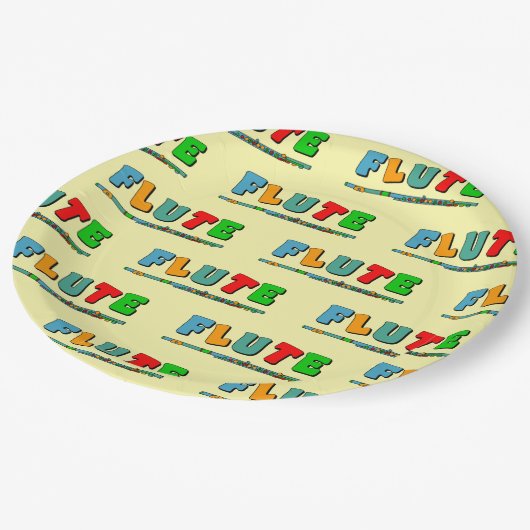 Farbenfrohe Flute Pappteller (Schrägansicht)