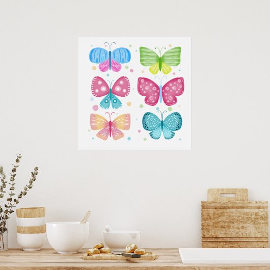 Farbenfrohe Flutter-Freunde Poster (Küche)