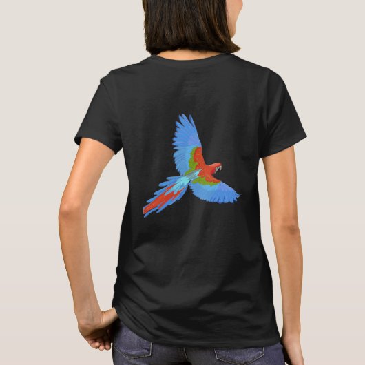 Farbenfrohe Flying Macaws T-Shirt (Rückseite)