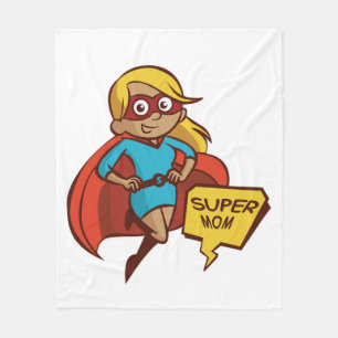 Farbenfrohe Flying Super Mama Fleecedecke