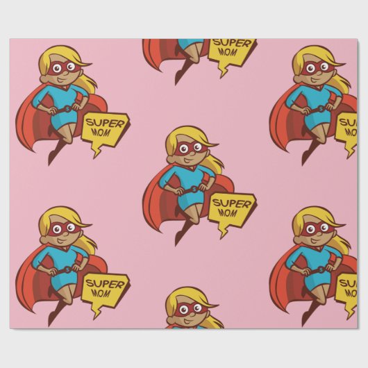 Farbenfrohe Flying Super Mama Geschenkpapier (Flach)