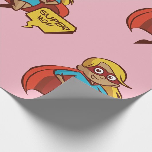 Farbenfrohe Flying Super Mama Geschenkpapier (Ecke)