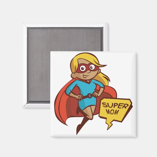 Farbenfrohe Flying Super Mama Magnet (Vorderseite/Rückseite)