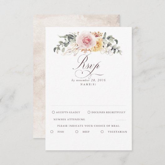 Farbenfrohe Foliage Boho Wedding RSVP (Vorne/Hinten)