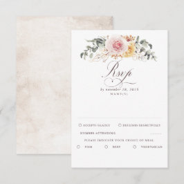 Farbenfrohe Foliage Boho Wedding RSVP Karte