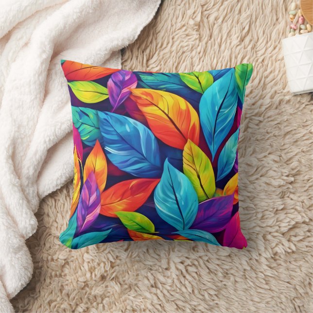 Farbenfrohe Foliage Muster Kissen (Decke)