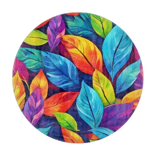Farbenfrohe Foliage Muster Schneidebrett (Vorderseite)