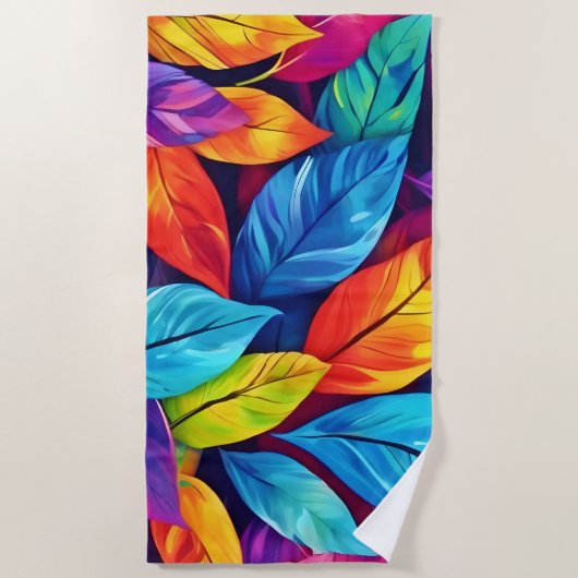 Farbenfrohe Foliage Muster Strandtuch (Vorderseite)