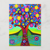 Farbenfrohe Folk Art Style Tree | Denken Sie an Si Postkarte (Vorderseite)