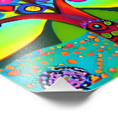 Farbenfrohe Folk Art Style Tree Fotodruck (Ecke)