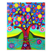 Farbenfrohe Folk Art Style Tree Fotodruck (Vorne)