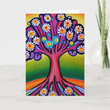 Farbenfrohe Folk Art Style Whimsical Tree | Geburt