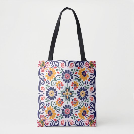 Farbenfrohe Folk Floral Muster-Tasche | Lebendiges Tasche (Vorderseite)