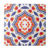 Farbenfrohe Folkkunst Rustikales Blumenmosaik Geom Fliese (Vorderseite)