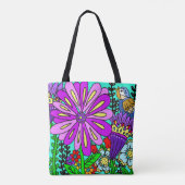 Farbenfrohe Folklore Art Bird und Blume Tasche (Rückseite)