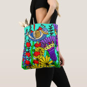 Farbenfrohe Folklore Art Bird und Blume Tasche (Von Nahem)