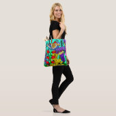 Farbenfrohe Folklore Art Bird und Blume Tasche (Am Model)