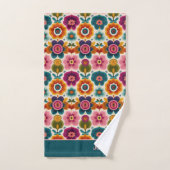 Farbenfrohe Folklore Art Retro 70er Blumenmuster N Badhandtuch Set (Handtuch)