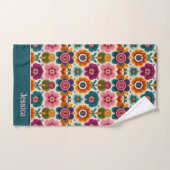 Farbenfrohe Folklore Art Retro 70er Blumenmuster N Badhandtuch Set (Handtuch)