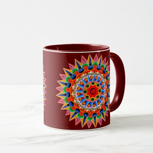 Farbenfrohe Folklore-Design-Tasse Tasse (VorderseiteRechts)