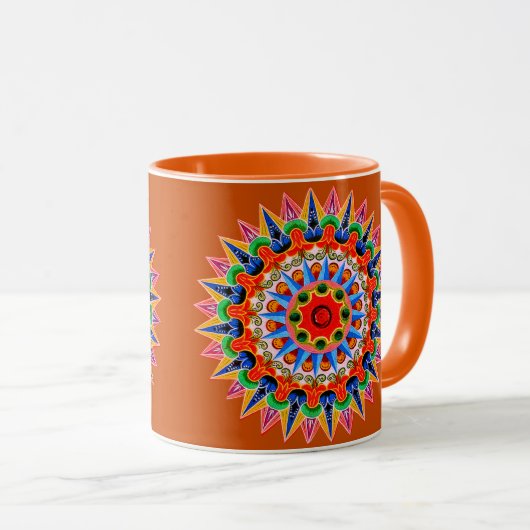 Farbenfrohe Folklore-Design-Tasse Tasse (VorderseiteRechts)
