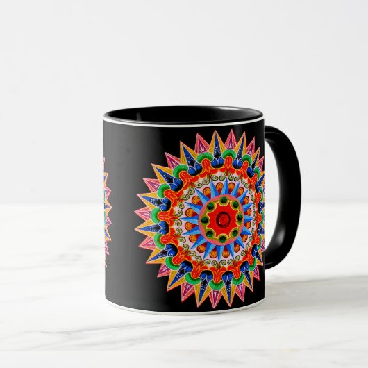 Farbenfrohe Folklore-Design-Tasse Tasse (VorderseiteRechts)