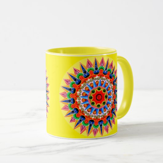 Farbenfrohe Folklore-Design-Tasse Tasse (VorderseiteRechts)