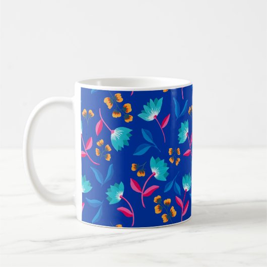 Farbenfrohe Folklorekunst Blumenmuster Kaffeetasse (Links)