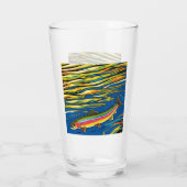Farbenfrohe Forelle und Wasserarme Glas (Rückseite)