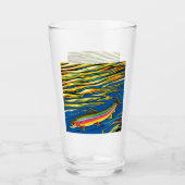Farbenfrohe Forelle und Wasserarme Glas (Vorderseite)
