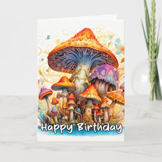 Farbenfrohe Forest Mushroom-Illustration Karte (Vorderseite)