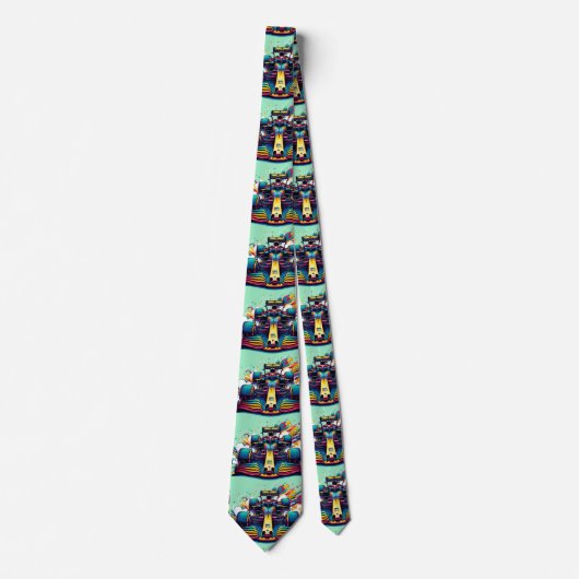 Farbenfrohe Formel-1-Rennwagen Krawatte (Vorderseite)
