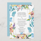 Farbenfrohe formelle Blumenbriefe Eltern Hochzeits Einladung (Vorne/Hinten)