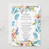 Farbenfrohe formelle, blumengeschieden Eltern, die Einladung (Vorderseite)
