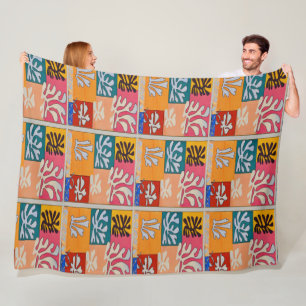 Farbenfrohe Formen im Matisstil Fleecedecke