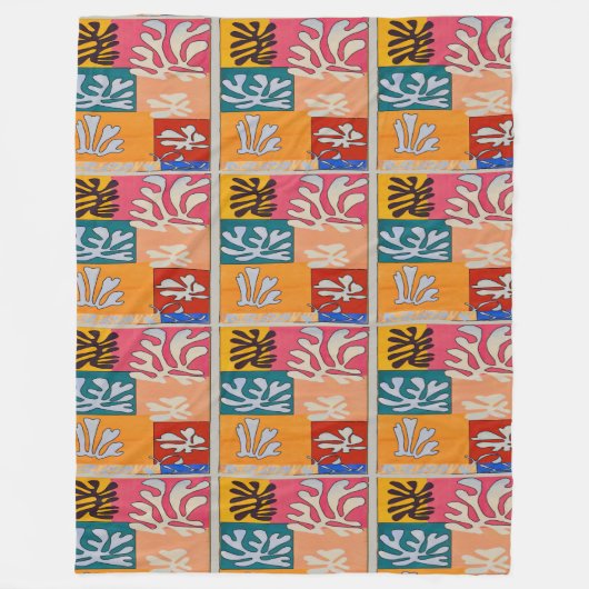 Farbenfrohe Formen im Matisstil Fleecedecke (Vorderseite)