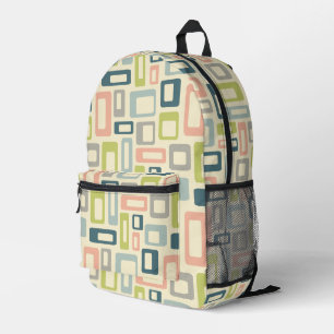 Farbenfrohe Formen im Stil des Mitteljahrhunderts Bedruckter Rucksack