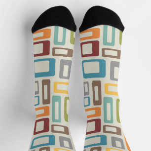 Farbenfrohe Formen im Stil des Mitteljahrhunderts Socken