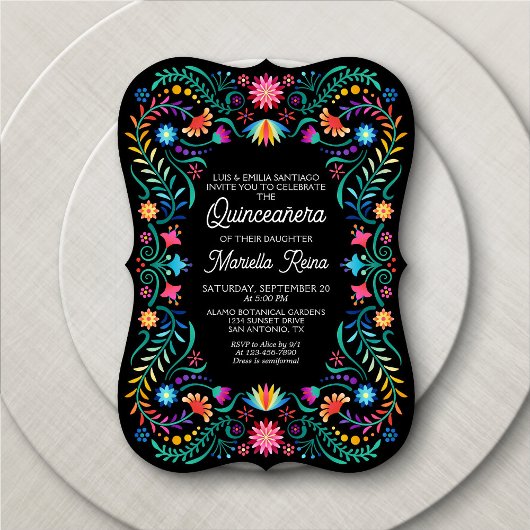 Farbenfrohe Foto Quinceanera Einladung
