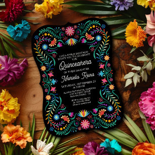 Farbenfrohe Foto Quinceanera Einladung