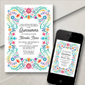 Farbenfrohe Foto Quinceanera Einladung