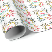 Farbenfrohe Four Poinsettias Motif Frohe Weihnacht Geschenkpapier (Rolleneckpunkt)