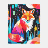 Farbenfrohe Fox Abstrakt Art Fleecedecke (Vorderseite)