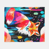Farbenfrohe Fox Abstrakt Art Fleecedecke (Vorderseite (Horizontal))
