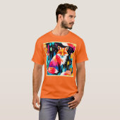Farbenfrohe Fox Abstrakt Art T-Shirt (Vorne ganz)