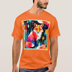 Farbenfrohe Fox Abstrakt Art T-Shirt