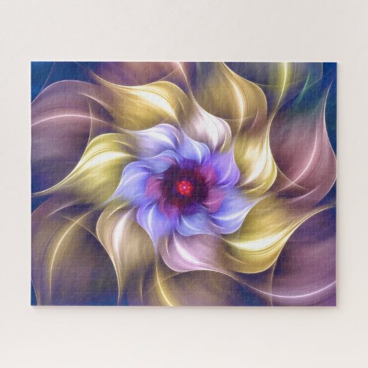 Farbenfrohe Fraktal-Blume Puzzle (Horizontal)