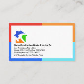 Farbenfrohe Frame Handyman Konstruktion Visitenkarte (Rückseite)