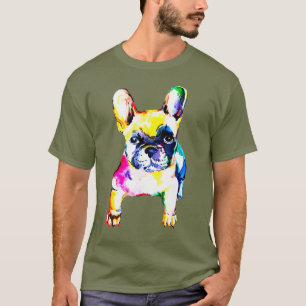 Farbenfrohe französische Bulldog-Lover-Vater-Mama T-Shirt