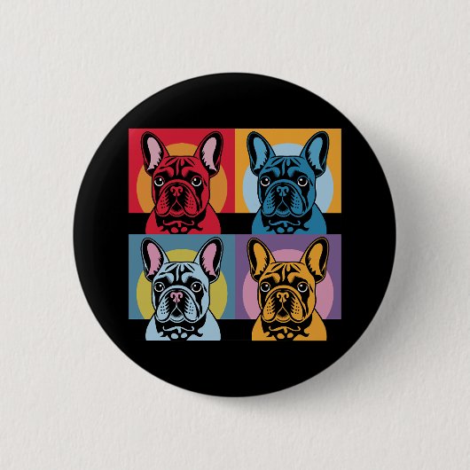 Farbenfrohe französische Bulldog-Pop Art Design fü Button (Vorderseite)